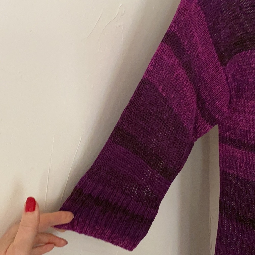 Neiman Marcus | Purple Open Knit Sweater Tunic Top - image 4